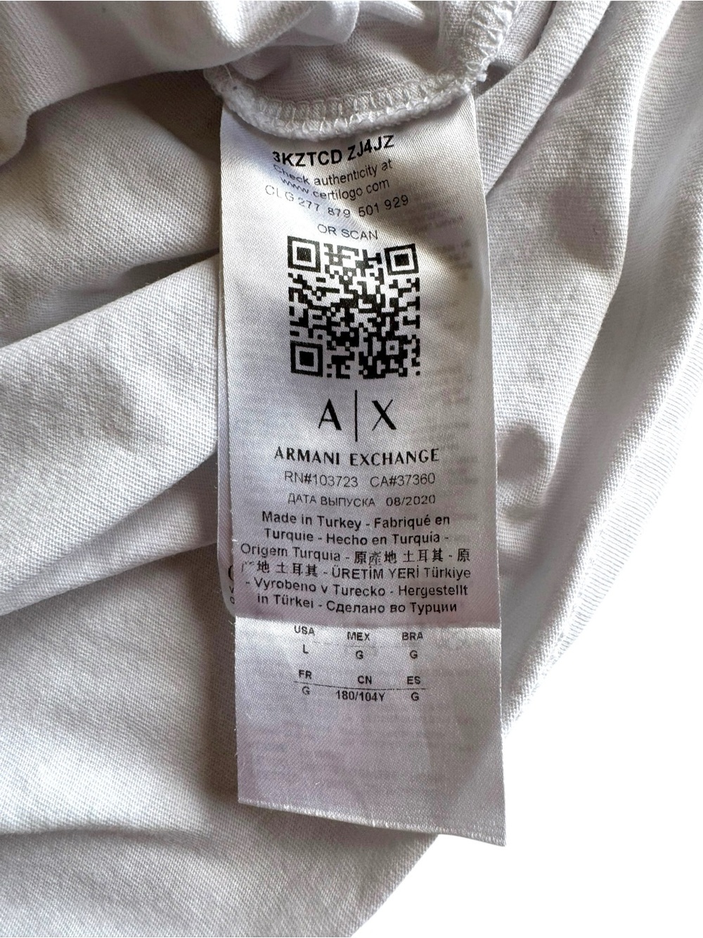 ARMANI EXCHANGE White Graphic Logo T-Shirt Men's Size L Geometric Print - Picture 4 of 7